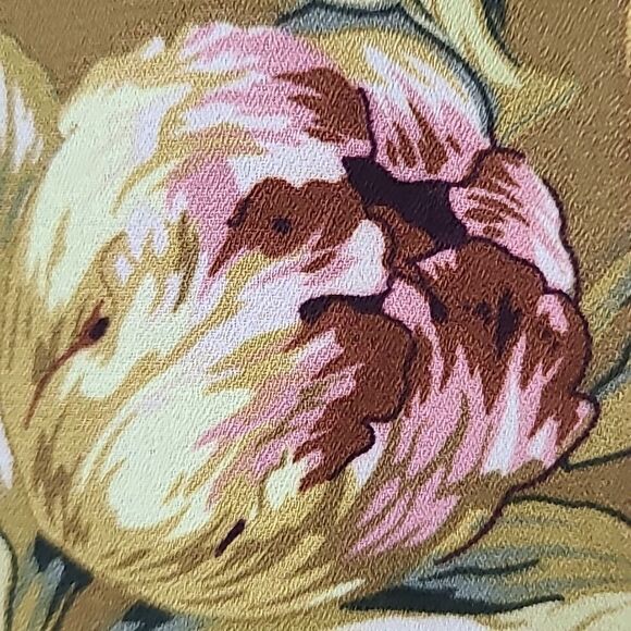 Philosophy Gold Floral Fringe Blouse S Boho Chiffon Long Sleeve Top Artsy Glam - Picture 6 of 14